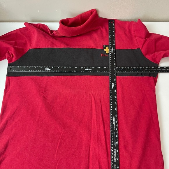 Vintage Polo Ralph Lauren Shirt Mens XL Red Turtleneck Crest Shield Embroidered - Picture 7 of 12